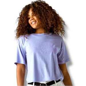 The North Face Light Purple Short Sleeve Cropped Boxy Logo Tee